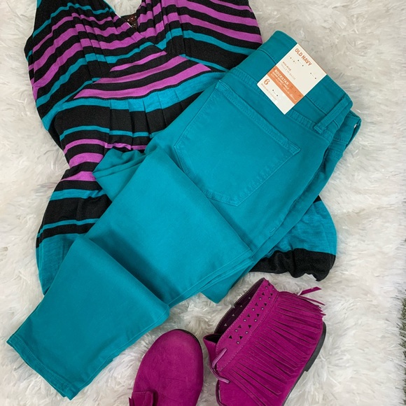 Old Navy Denim - Old Navy Sz 6 Teal Blue Rockstar Jeans Mid Rise